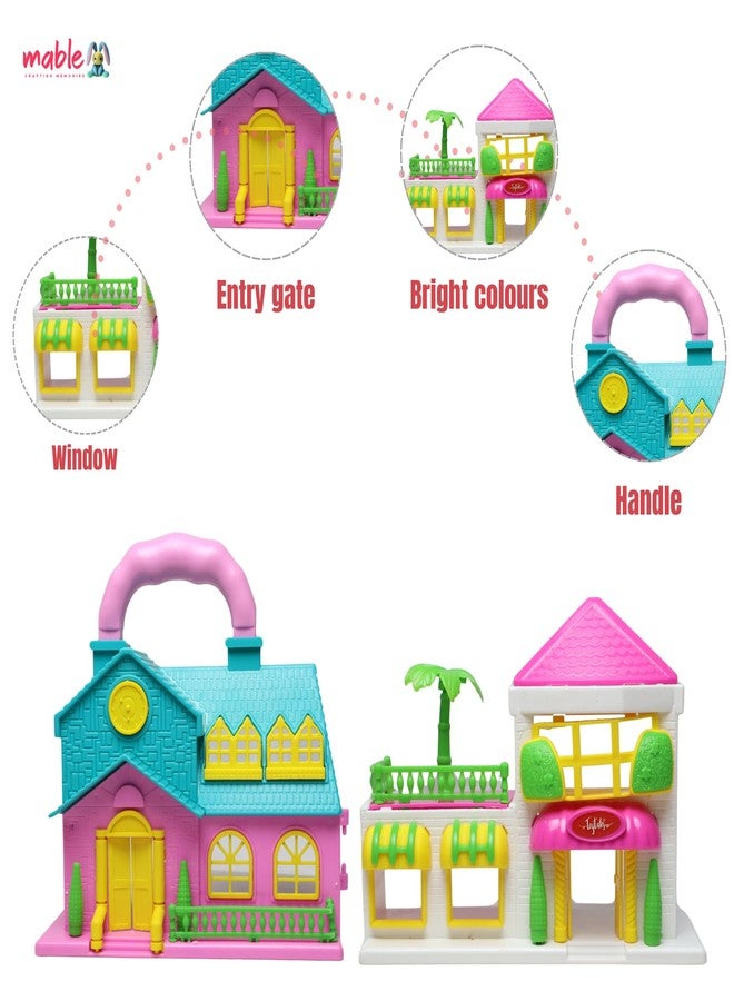 MABLE بيت الدمى من مابل للبنات، مجموعة لعب بيت الدمى كبيرة الحجم للبنات، بيت الدمى مع مجموعة أثاث للأطفال، هدية مثالية لأعياد الميلاد (متعدد الألوان) - Image 3